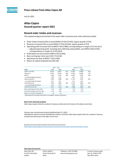 Miniature Atlas Copco
 Rapport trimestriel 2021-q2