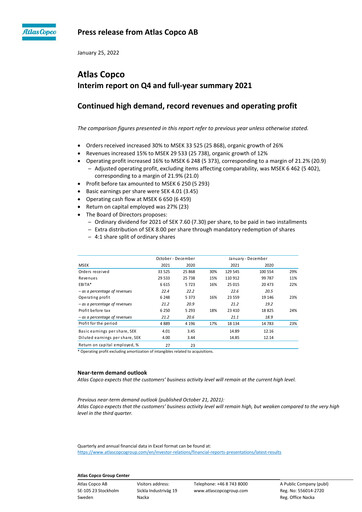 Miniature Atlas Copco
 Rapport trimestriel 2021-q4