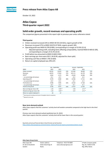 Miniature Atlas Copco
 Rapport trimestriel 2022-q3