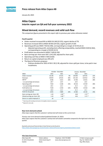 Miniature Atlas Copco
 Rapport trimestriel 2022-q4