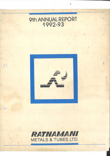 Thumbnail Ratnamani Metals & Tubes Annual Report 1992-1993