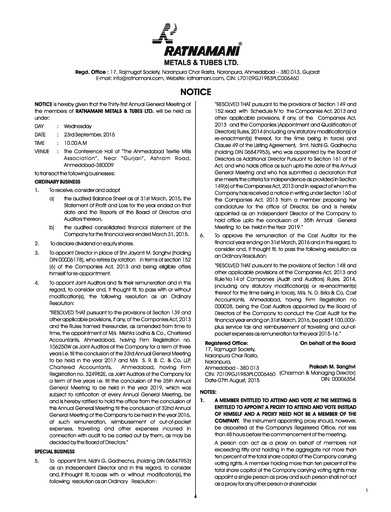 Thumbnail Ratnamani Metals & Tubes Annual Report 2014-2015