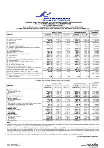 Vorschaubild Ratnamani Metals & Tubes Quartalsbericht 2017-q3