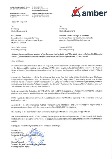 Vorschaubild Amber Enterprises India
 Quartalsbericht 2026-q4
