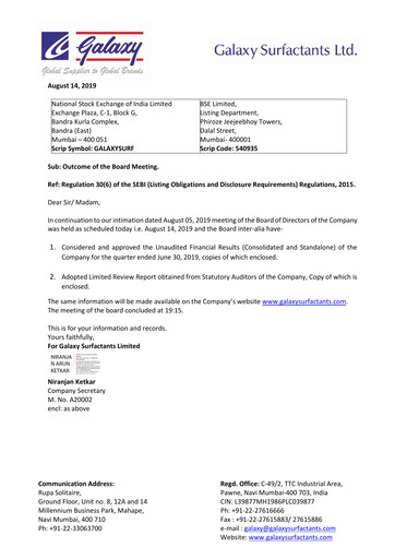 Thumbnail Galaxy Surfactants
 Quarterly Report 2019-q1