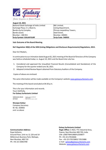 Thumbnail Galaxy Surfactants
 Quarterly Report 2021-q1