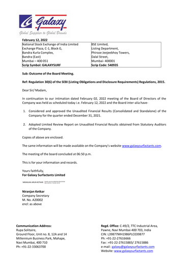 Thumbnail Galaxy Surfactants
 Quarterly Report 2021-q3