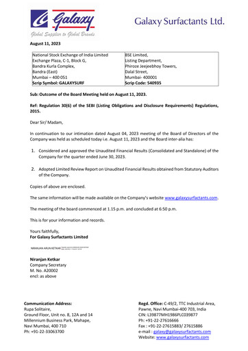 Thumbnail Galaxy Surfactants
 Quarterly Report 2023-q1
