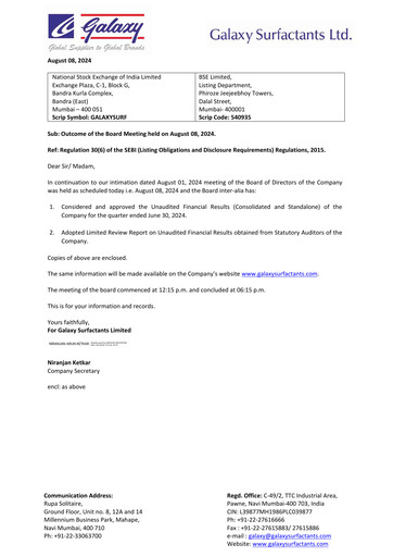 Thumbnail Galaxy Surfactants
 Quarterly Report 2024-q1