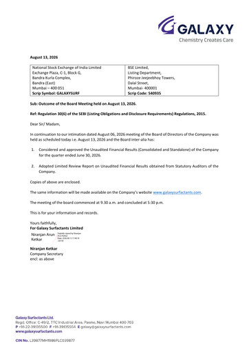 Vorschaubild Galaxy Surfactants
 Quartalsbericht 2026-q1