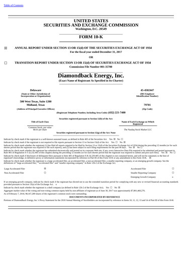 Thumbnail Diamondback Energy
 Annual Report 2017