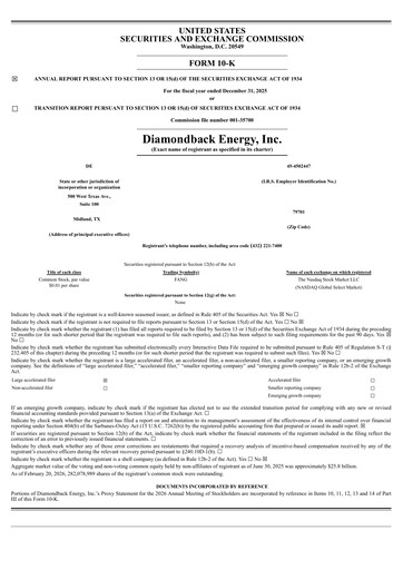 Thumbnail Diamondback Energy
 Annual Report 2025