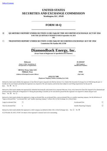 Thumbnail Diamondback Energy
 Quarterly Report 2013-q3