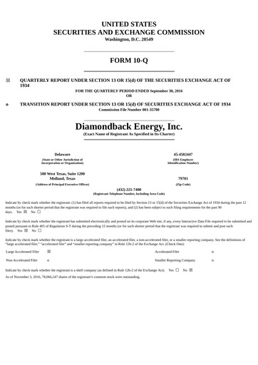 Thumbnail Diamondback Energy
 Quarterly Report 2016-q3