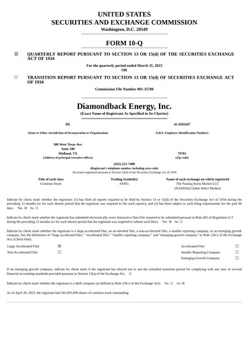Miniature Diamondback Energy
 Rapport trimestriel 2023-q1