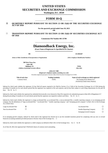 Miniature Diamondback Energy
 Rapport trimestriel 2023-q2