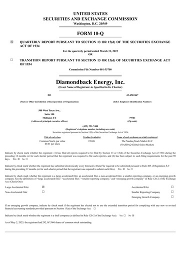 Miniature Diamondback Energy
 Rapport trimestriel 2025-q1