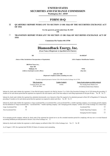 Miniature Diamondback Energy
 Rapport trimestriel 2025-q2
