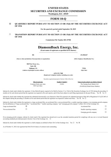 Miniature Diamondback Energy
 Rapport trimestriel 2025-q3