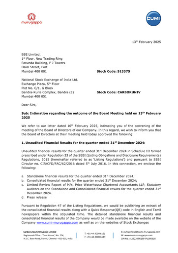 Thumbnail Carborundum Universal Quarterly Report 2024-q3