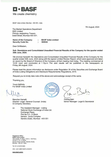 Thumbnail BASF India Quarterly Report 2024-q1