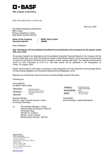 Thumbnail BASF India Quarterly Report 2025-q1