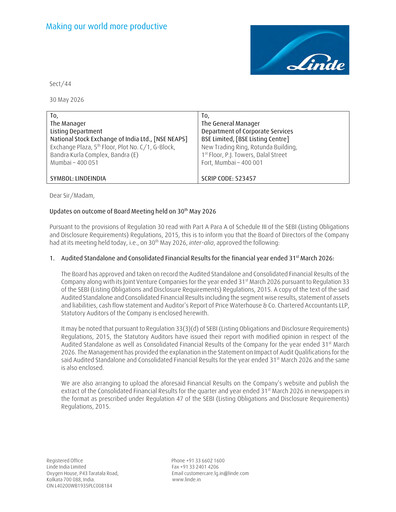 Thumbnail Linde India Financial Report 2025-2026