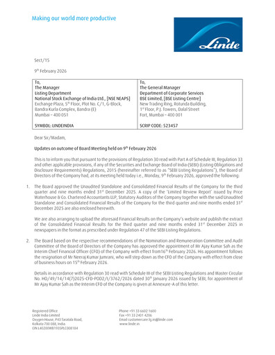 Thumbnail Linde India Quarterly Report 2025-q3