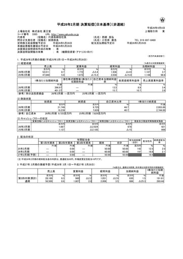Thumbnail YAKUODO HOLDINGS Financial Statement fy2013