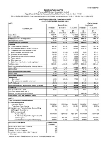 Thumbnail DCM Shriram Financial Report 2014-2015
