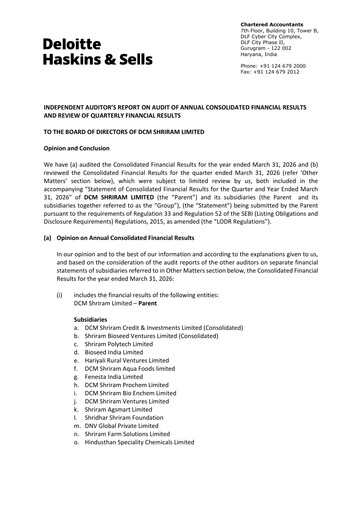 Thumbnail DCM Shriram Financial Report 2025-2026