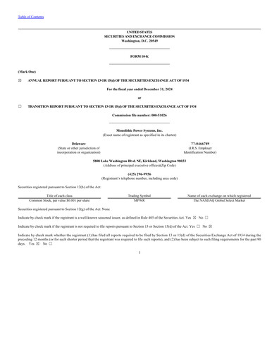 Thumbnail Monolithic Power Systems Annual Report 2024