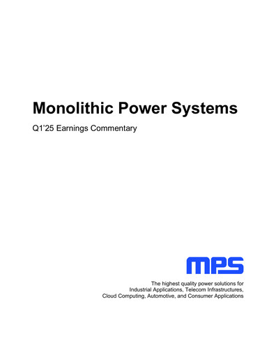 Vorschaubild Monolithic Power Systems Quartalsbericht 2025-q1