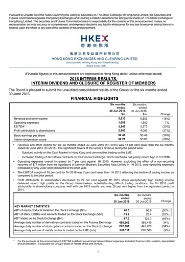 Miniature Hong Kong Exchanges & Clearing Rapport financier 2016-h1
