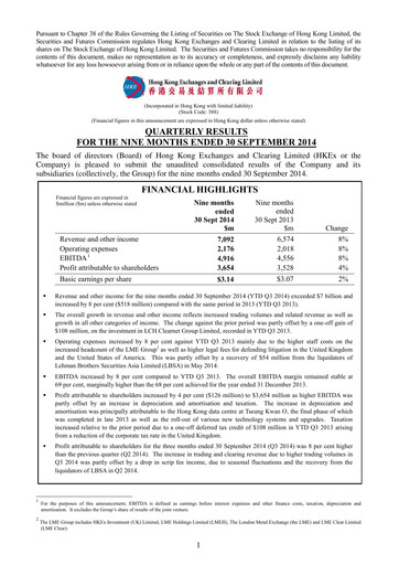Thumbnail Hong Kong Exchanges & Clearing Financial Statement 2014-9m