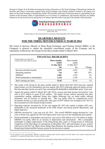 Thumbnail Hong Kong Exchanges & Clearing Financial Statement 2014-q1