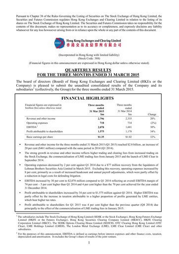 Thumbnail Hong Kong Exchanges & Clearing Financial Statement 2015-q1
