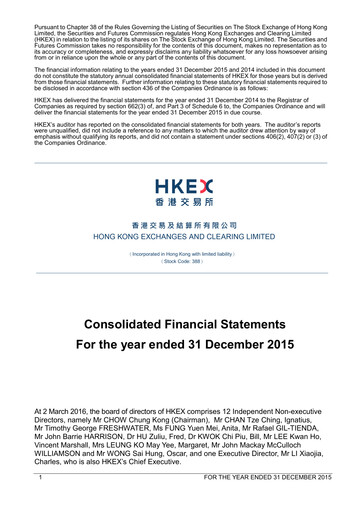 Thumbnail Hong Kong Exchanges & Clearing Financial Statement 2015
