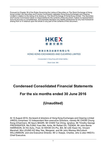 Thumbnail Hong Kong Exchanges & Clearing Financial Statement 2016-h1