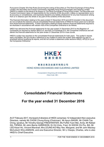 Thumbnail Hong Kong Exchanges & Clearing Financial Statement 2016