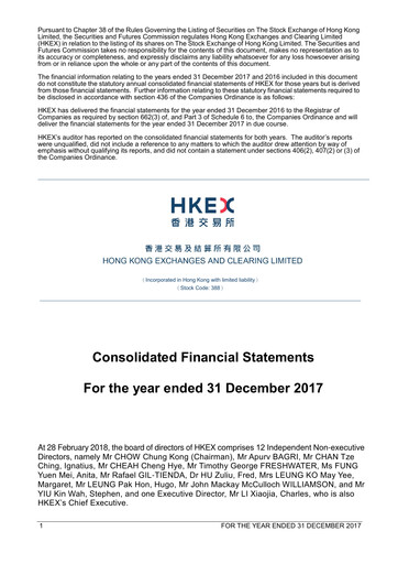 Thumbnail Hong Kong Exchanges & Clearing Financial Statement 2017