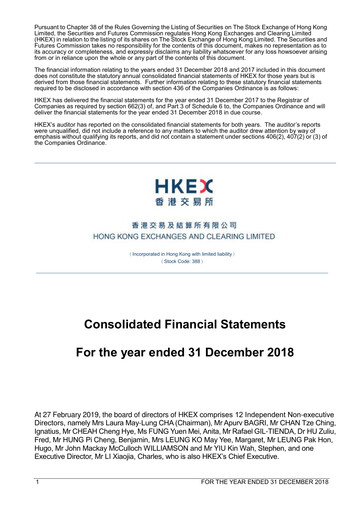 Thumbnail Hong Kong Exchanges & Clearing Financial Statement 2018