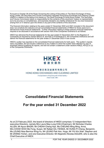 Thumbnail Hong Kong Exchanges & Clearing Financial Statement 2022