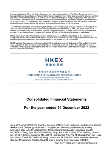 Thumbnail Hong Kong Exchanges & Clearing Financial Statement 2023