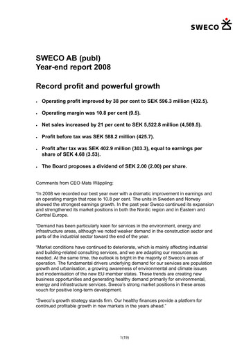 Thumbnail Sweco Financial Statement 2008