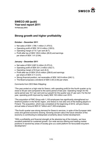 Thumbnail Sweco Financial Statement 2011