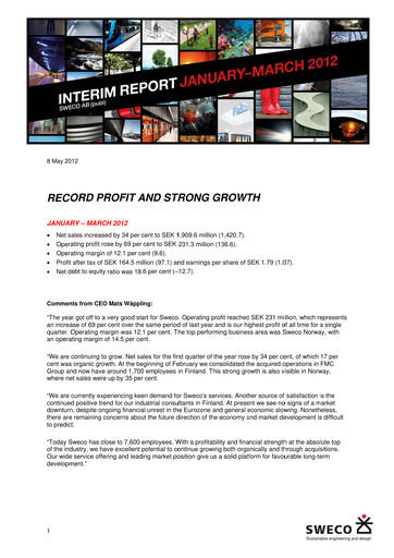 Thumbnail Sweco Quarterly Report 2012-q1