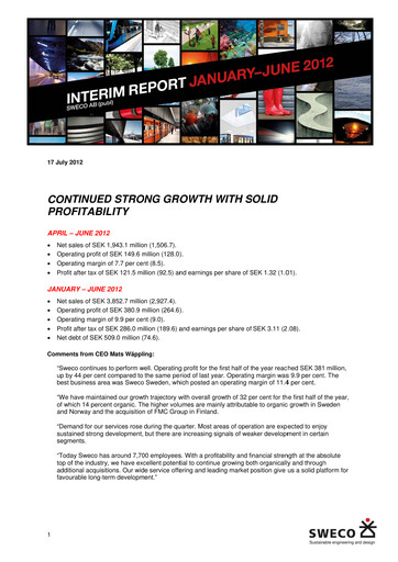 Thumbnail Sweco Quarterly Report 2012-q2