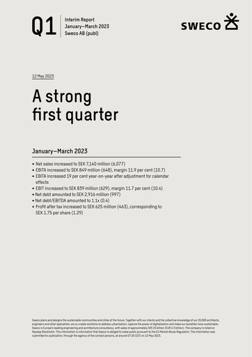 Thumbnail Sweco Quarterly Report 2023-q1