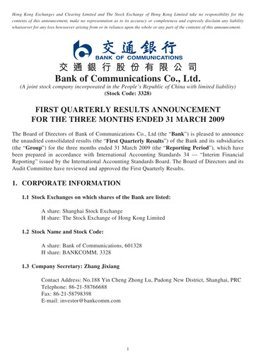 Thumbnail Bank of Communications Quarterly Report 2009-q1